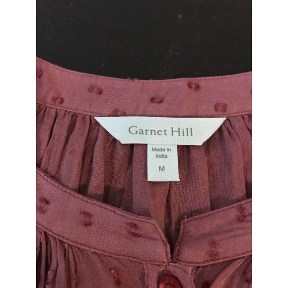 Garnet Hill Elbow-Sleeve Swiss-Dot Blouse - Size Medium - Picture 5 of 12